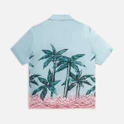 Outlet Palm Angels Palms Row Bowling Shirt Light Blue / Green