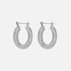 Shop Luv AJ Pave Baby Amalfi Hoops Silver