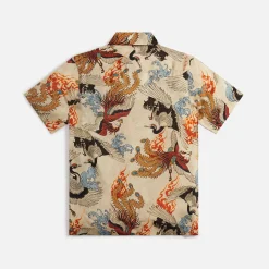 Outlet Maharishi Peace Cranes Camp Collar Shirt Ecru