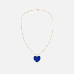 Discount Yvonne Leon Pendentif Maxi Coeur Malachite Lapis Biface Yellow Gold / Green / Blue