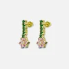 Online VEERT Pink & Green Flower Earrings Yellow Gold
