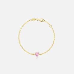 Store Isa Grutman Pink Sapphire Heart Bracelet 14K Gold Yellow Gold