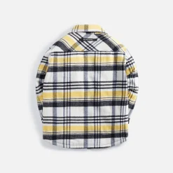 Fashion Filling Pieces Plaid Jacket Off White / Old Gold