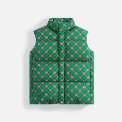 Discount ERL Printed Quilted Puffer Vest Green Plaid