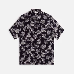 Sale Saint Laurent Printed Silk Polo Shirt Black