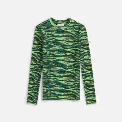 Shop ERL Printed Thermal Shirt Green Rave Camo