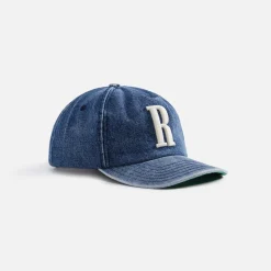 Outlet Rhude R Logo Denim Cap Dark Indigo