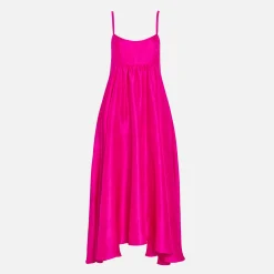 Shop Azeeza Rachel Raw Silk Dress Ultra Pink