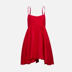 New Azeeza Rachel Raw Silk Mini Dress Ruby