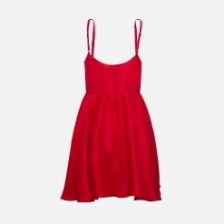New Azeeza Rachel Raw Silk Mini Dress Ruby