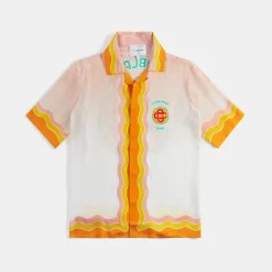 Flash Sale Casablanca Rainbow Monogram Cuban Collar Printed Silk Multicolour