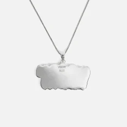 Shop VEERT Retro Logo Pendant With Chain White Gold / Green / Pink