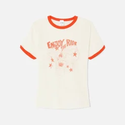 Discount ReDone Ringer Tee Enjoy The Ride Vintage Ivory