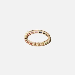 New Yvonne Leon River Baguette Ring Yellow Gold / Rainbow