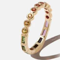 New Yvonne Leon River Baguette Ring Yellow Gold / Rainbow