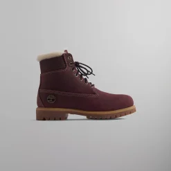 Store Kith Ronnie Fieg For Timberland 6" Premium Full Grain Shearling Lined Boot Burgundy
