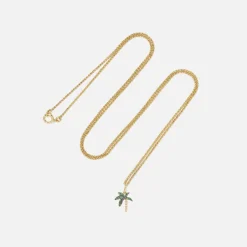 Sale Yvonne Leon Sautoir Mini Palmier Necklace Yellow Gold / Green