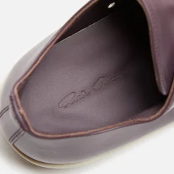 Outlet Rick Owens Scarpe In Pelle Low Sneakers Amethyst / Milk