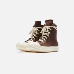 Flash Sale Rick Owens Scarpe In Pelle Sneakers Brown / Milk / Milk