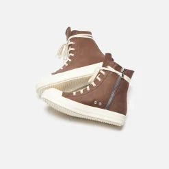 Flash Sale Rick Owens Scarpe In Pelle Sneakers Brown / Milk / Milk