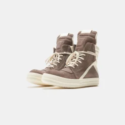 New Rick Owens Scarpe Pelle Geobasket Dust / Milk