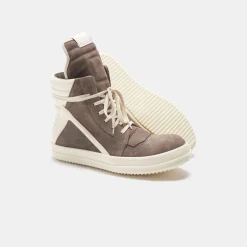New Rick Owens Scarpe Pelle Geobasket Dust / Milk