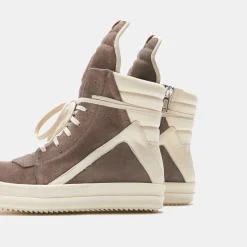 New Rick Owens Scarpe Pelle Geobasket Dust / Milk
