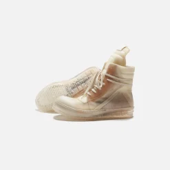 Clearance Rick Owens Scarpe Pelle Geobasket Natural / Clear