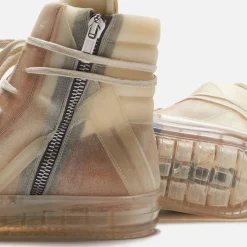Clearance Rick Owens Scarpe Pelle Geobasket Natural / Clear