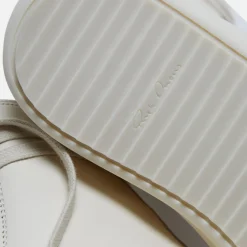 Clearance Rick Owens Scarpe Pelle Sneakers Milk