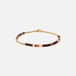 Store Maor Shine Bracelet Pattern Beads With 18K Yellow Gold Gold / Brown