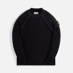 Discount Stone Island Soft Cotton Gauzed Effect Sweater Black
