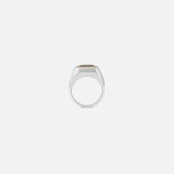Online Maor Solitaire Rectangle Ring In Silver And Yellow Gold With Green Tourmaline Silver / Gold
