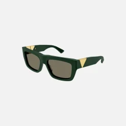 Clearance Bottega Veneta Square Frame Gold Triangle Hinge / Dark Green