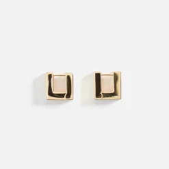 Store Tom Wood Square Hoops Small Gold 925 Sterling Silver And 9K Gold Silver / Gold