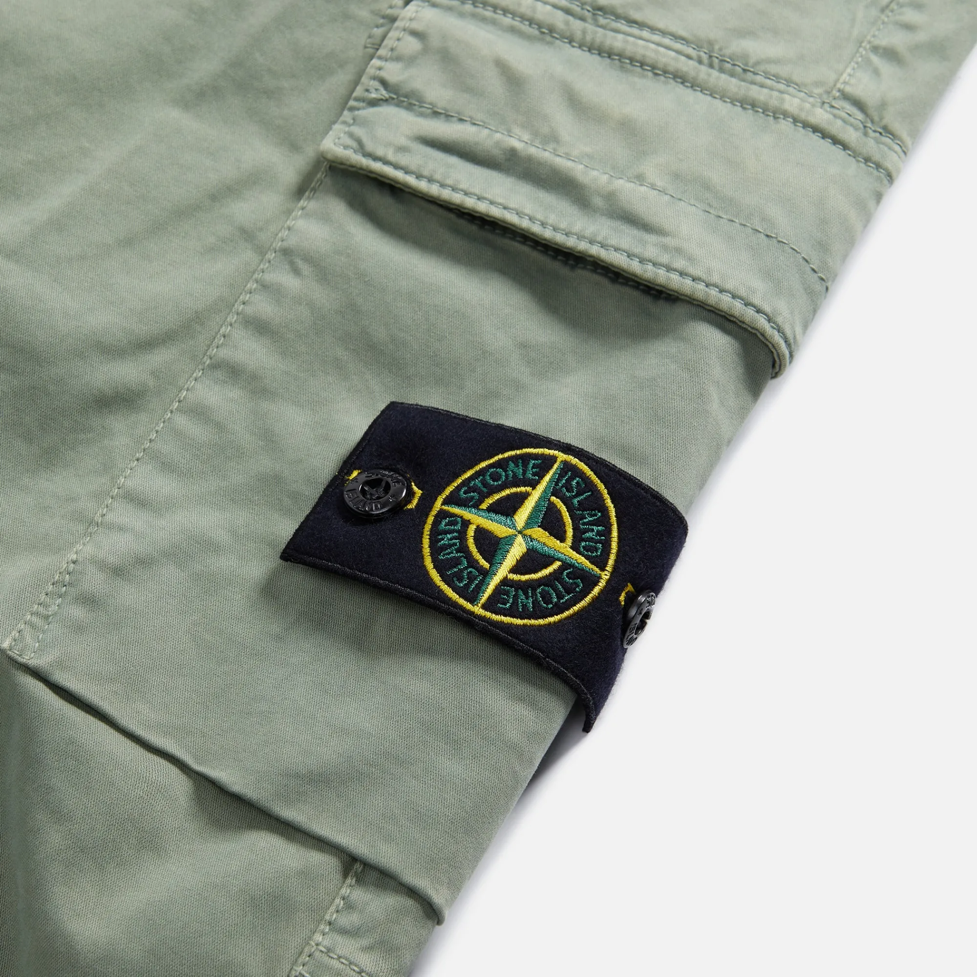 Outlet Stone Island Stretch Cotton Wool Satin Garment Dyed Cargo Pant Sage