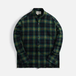 New Greg Lauren Studio Shirt Green Plaid