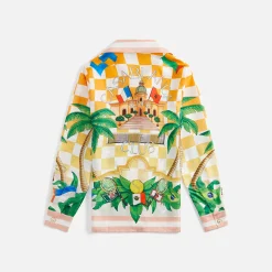 Discount Casablanca Tennis Club Cuban Collar Silk Long Sleeve Shirt Multicolor