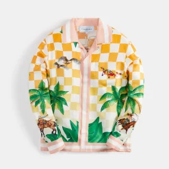 Cheap Casablanca Tennis Club Cuban Collar Long Sleeve Shirt Multicolour