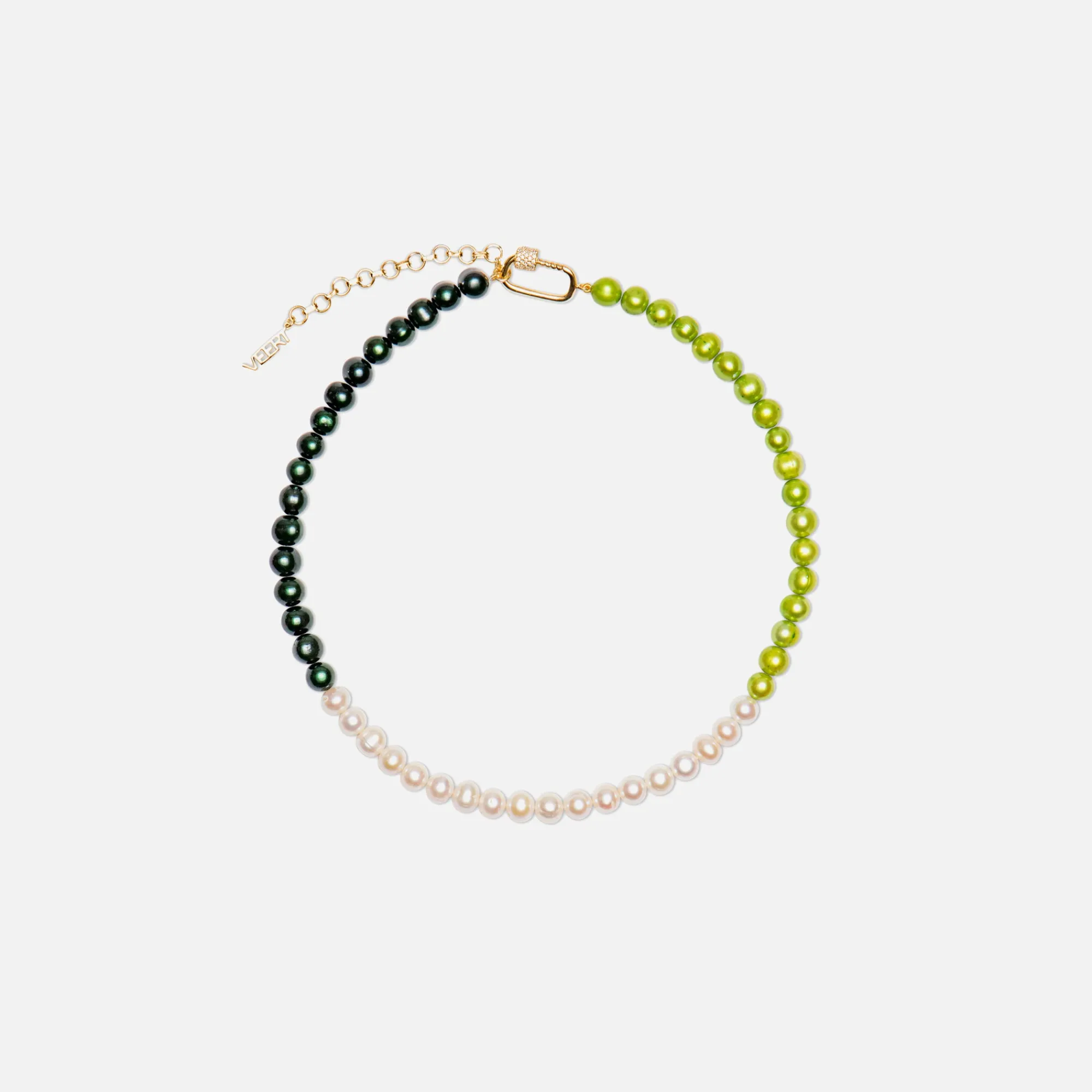 Flash Sale VEERT The Chunk Multi Green Freshwater Pearl Necklace Yellow Gold / Multi Green