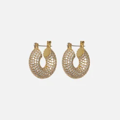 Outlet Luv AJ The Pave Mini Donut Hoop Earrings Gold