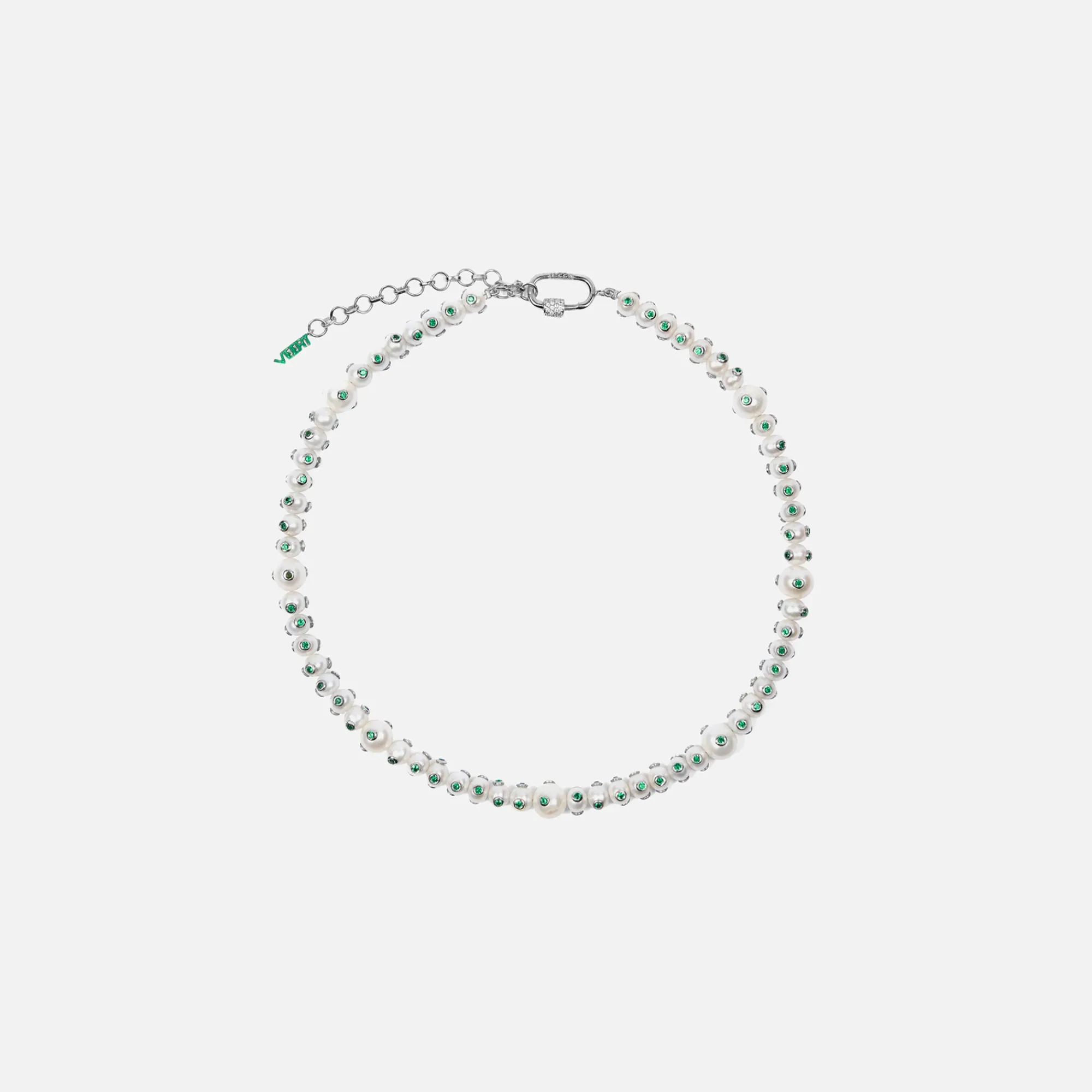 Outlet VEERT The Polka Dot Freshwater Pearl Necklace White Gold / Green