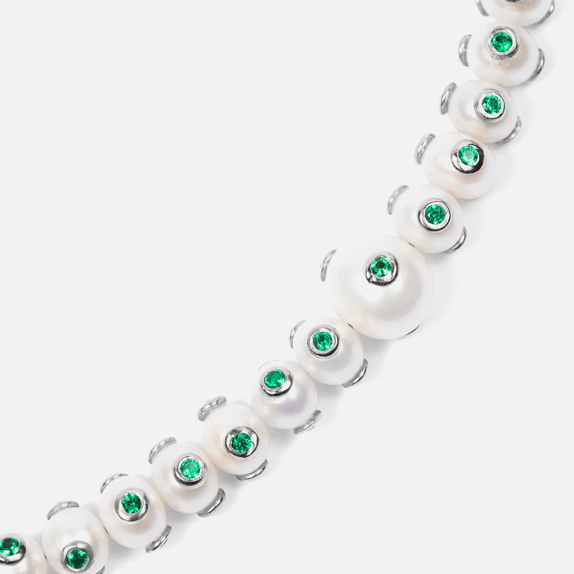Outlet VEERT The Polka Dot Freshwater Pearl Necklace White Gold / Green