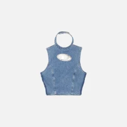 Outlet Diesel Thea Fringes D Logo Denim Top Blue