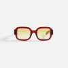 New Flatlist Tishkoff Sunglasses Maroon Crystal / Amber Gradient