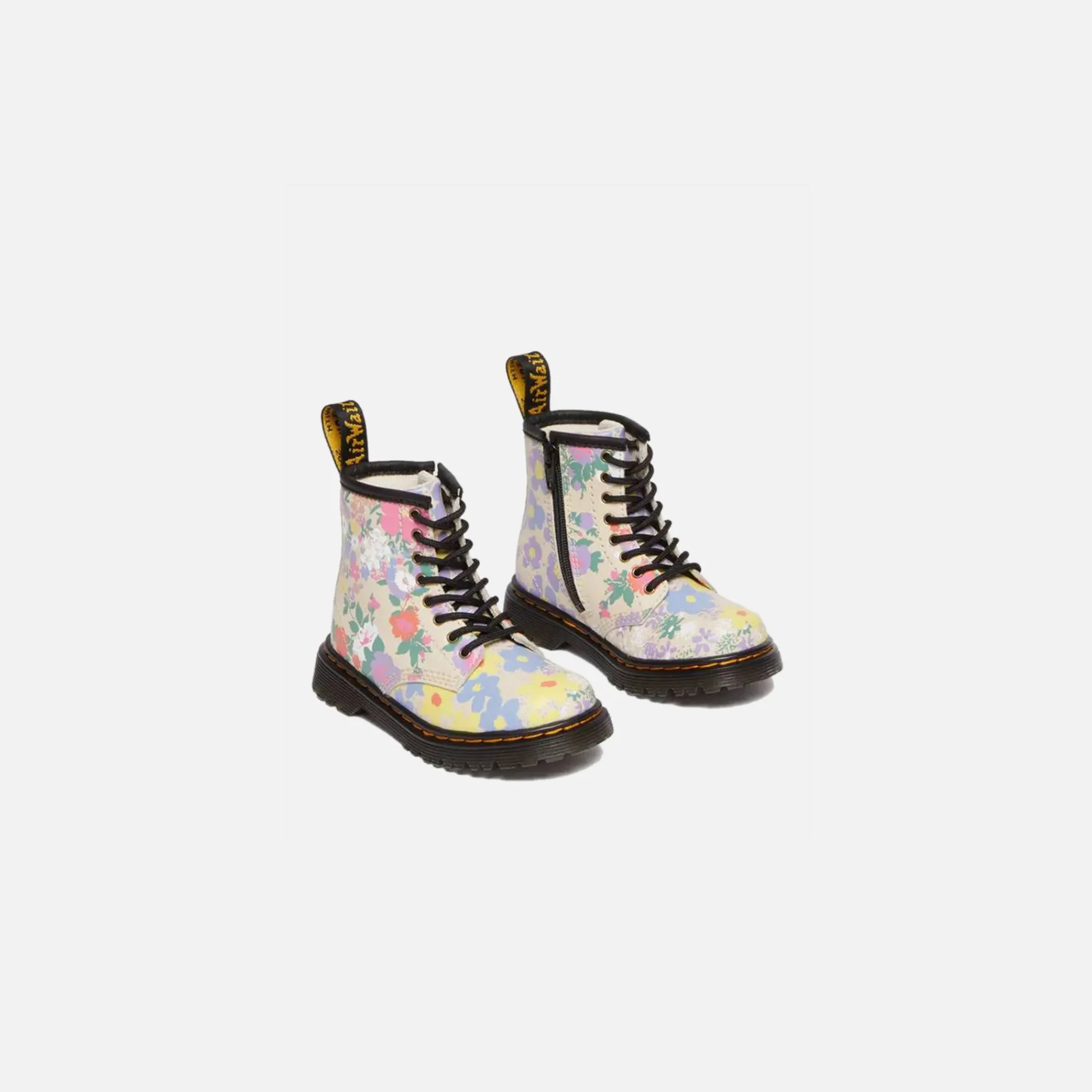 New Dr. Martens Toddler 1460 Floral Mashup Hydro Parchment Beige Distorted Leopard S Backhand