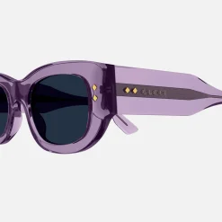 New Gucci Transparent Chunky Acetate Sunglasses Crystal Purple