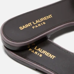 Cheap Saint Laurent Tribute Slide Cuir Maine Gris Apia