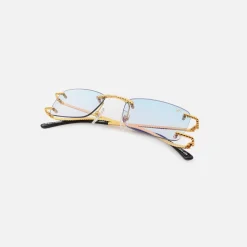Fashion Vintage Frames Wall Street Drill Mount Sunglasses Blue Peach