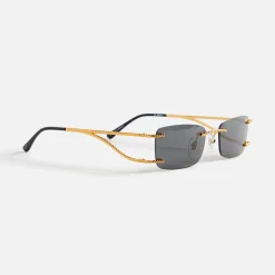 Best Vintage Frames Wall Street 24Kt Gold Sunglasses Black Solid